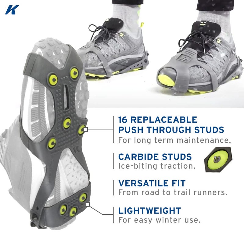 Korkers Ultra Runner Ice Cleat - One-Size-fits-Most - 16 Replaceable Carbide Spikes - for Winter Running - Image 3